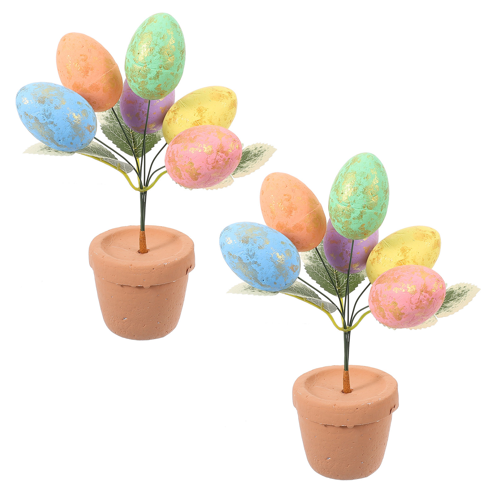 Bonsai Garden Photos - 2Pcs Colored Easter Egg Bonsai Decor