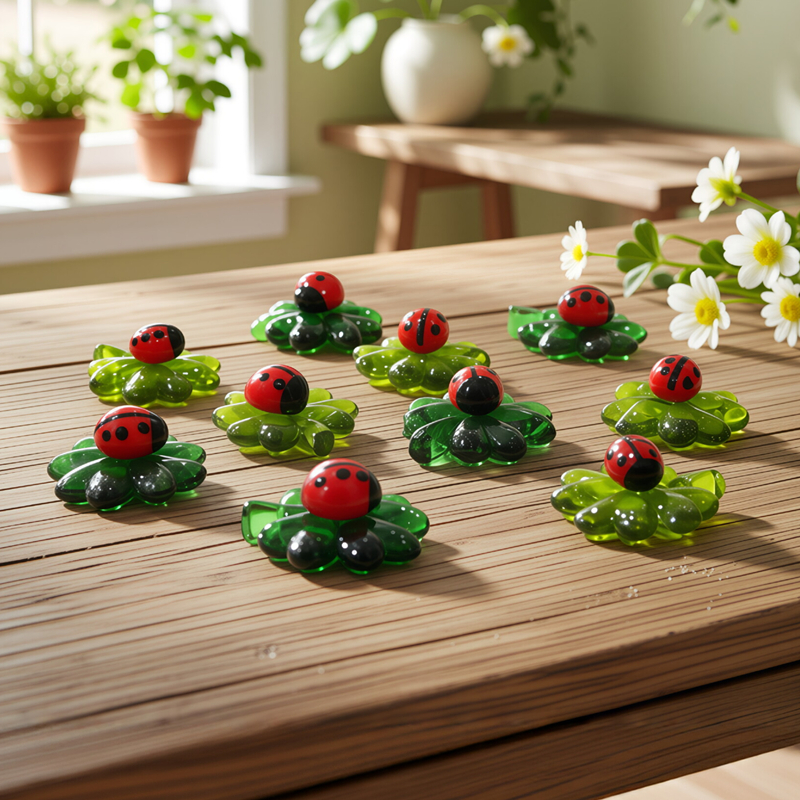 Bonsai Garden Table - 5pcs Green Mini Glass Four-Leaf Clover