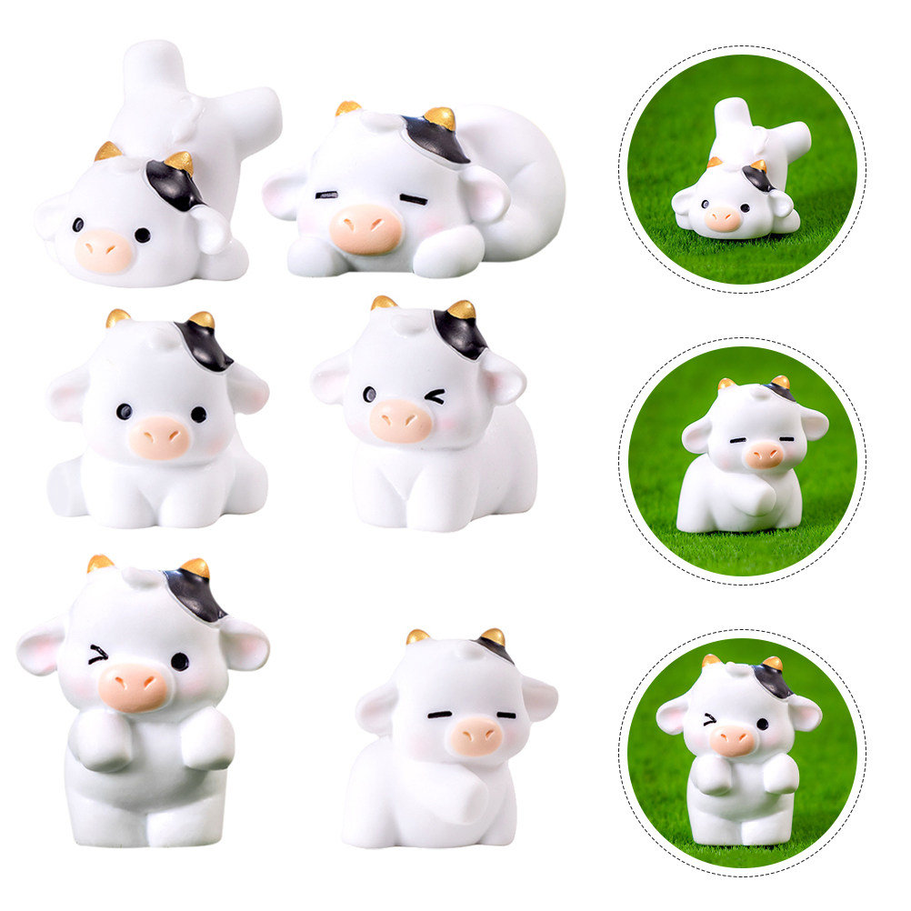 6pcs Mini Cow Figurines Resin  - Bonsai Garden Photos recension och pris