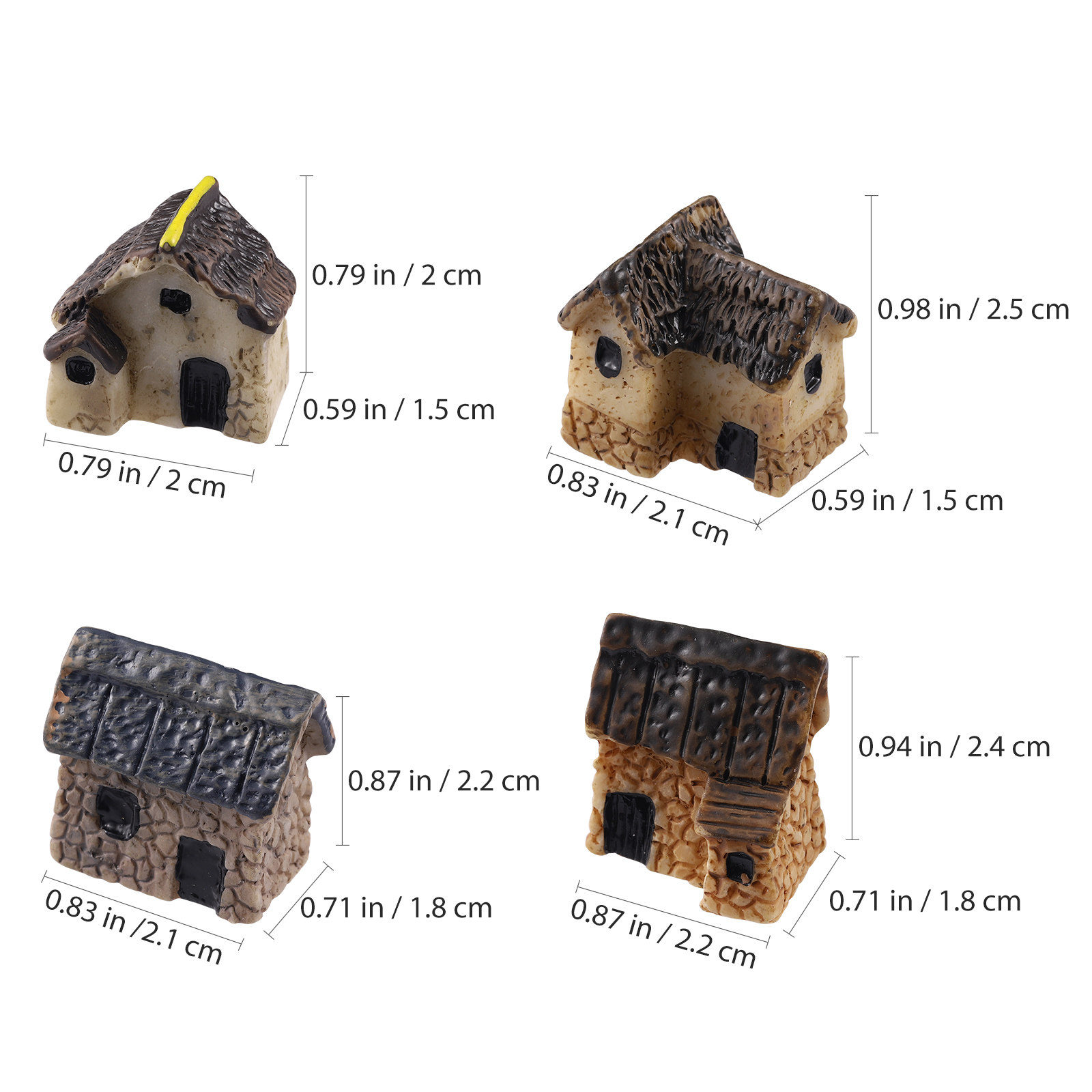 4Pcs Miniature Village Houses  - Bonsai Garden World recension och pris