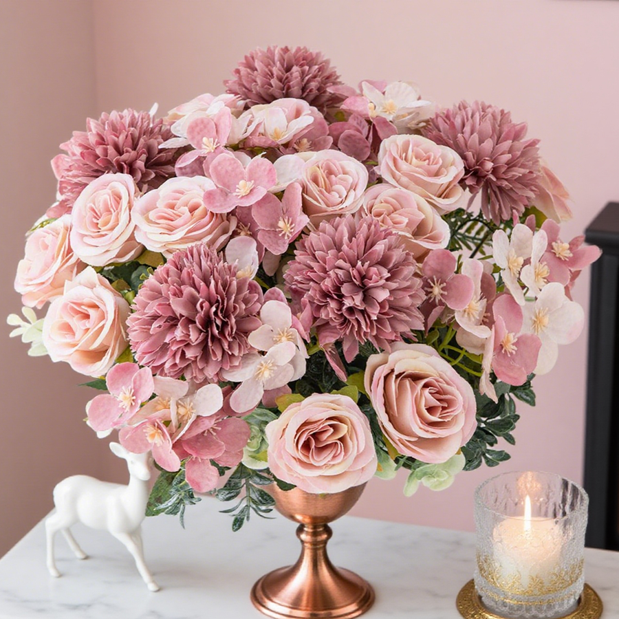 1/4pcs Artificial Flower Rose  - Bonsai Garden Bench recension och pris